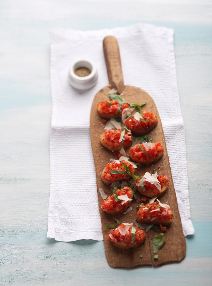 Bruschetta with tomato and parmesan