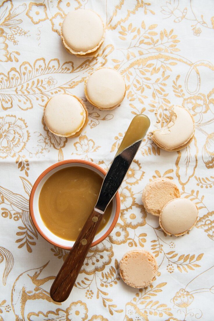 Macaroons with caramel icing