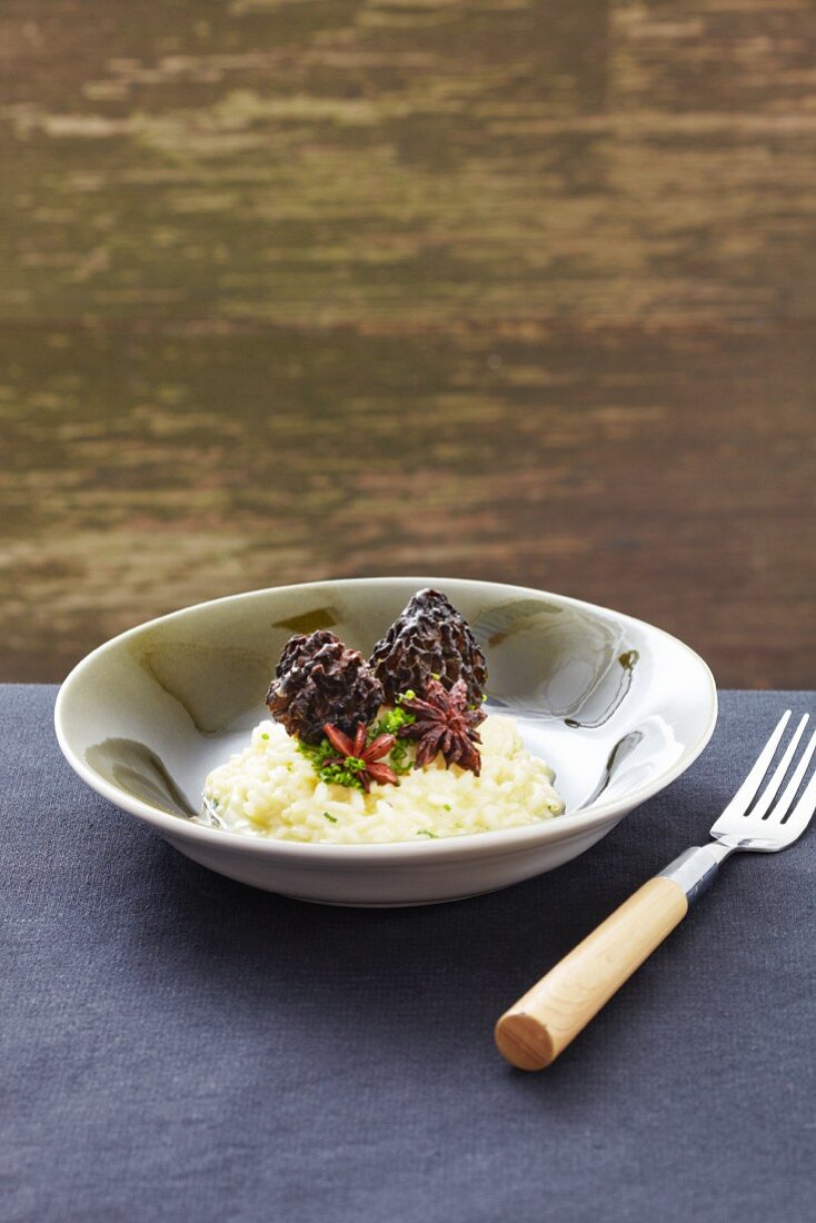 Risotto with morels and star anise