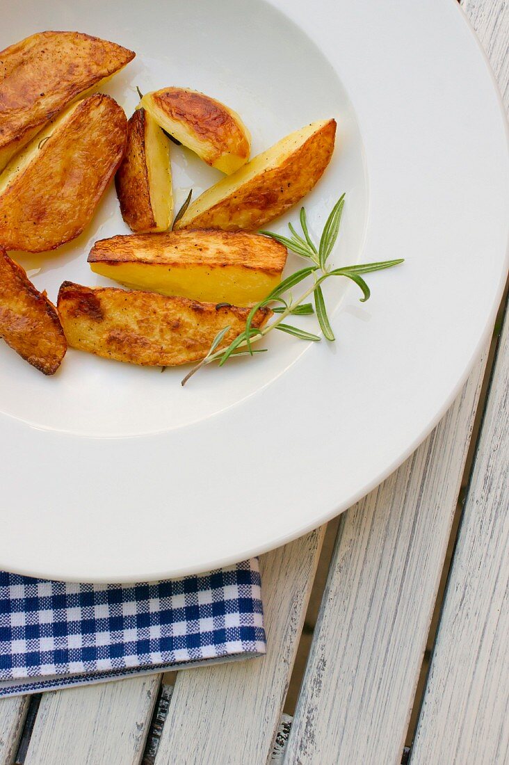 Rosemary potatoes on a plate