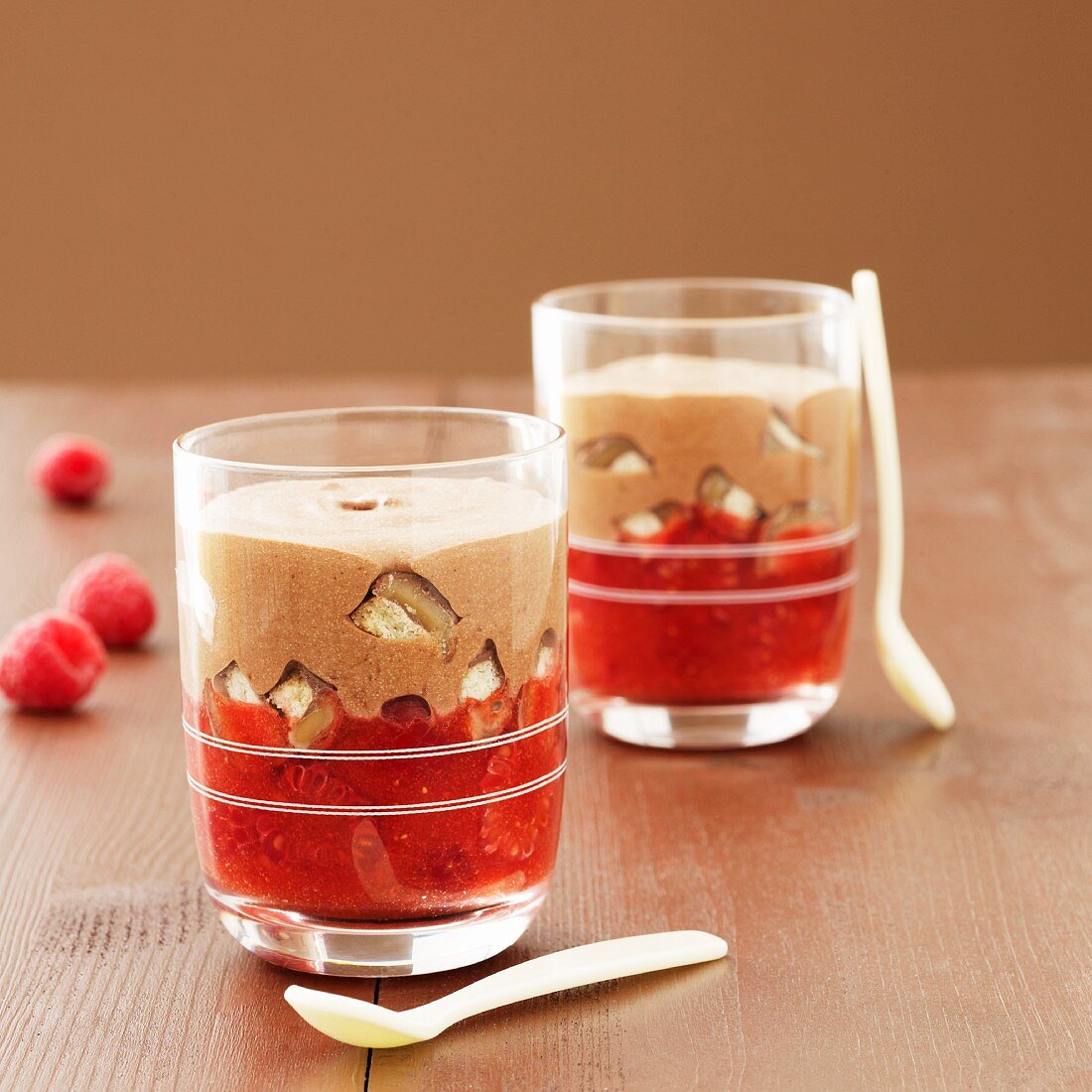 Trifle with mousse and red berries