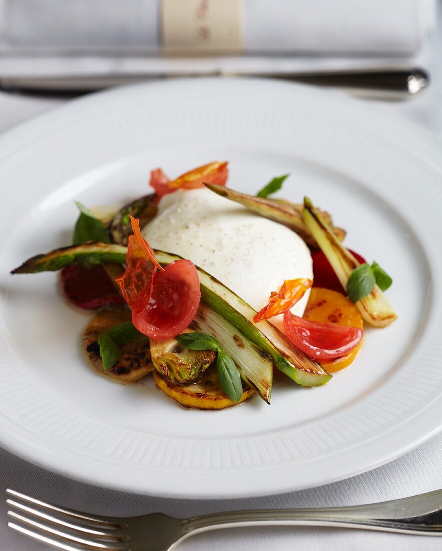 Burrata with chargrilled vegetables