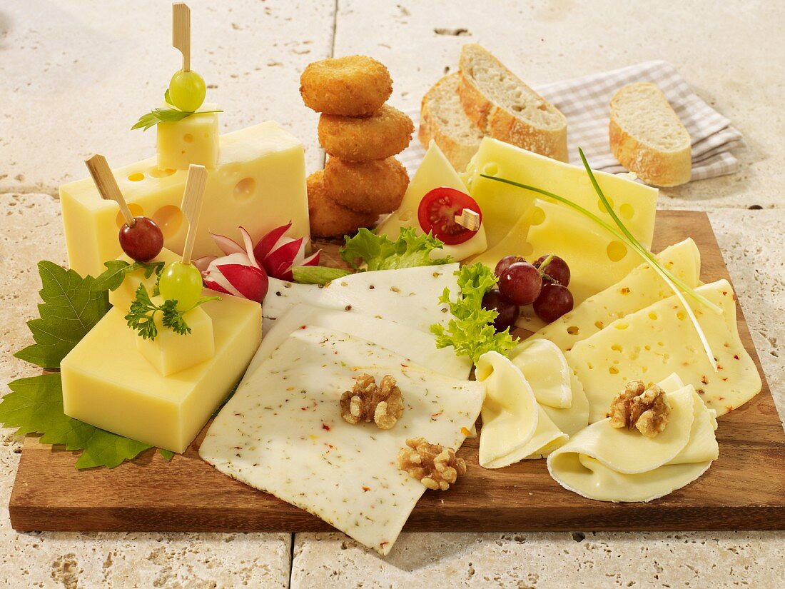 A mixed cheese platter