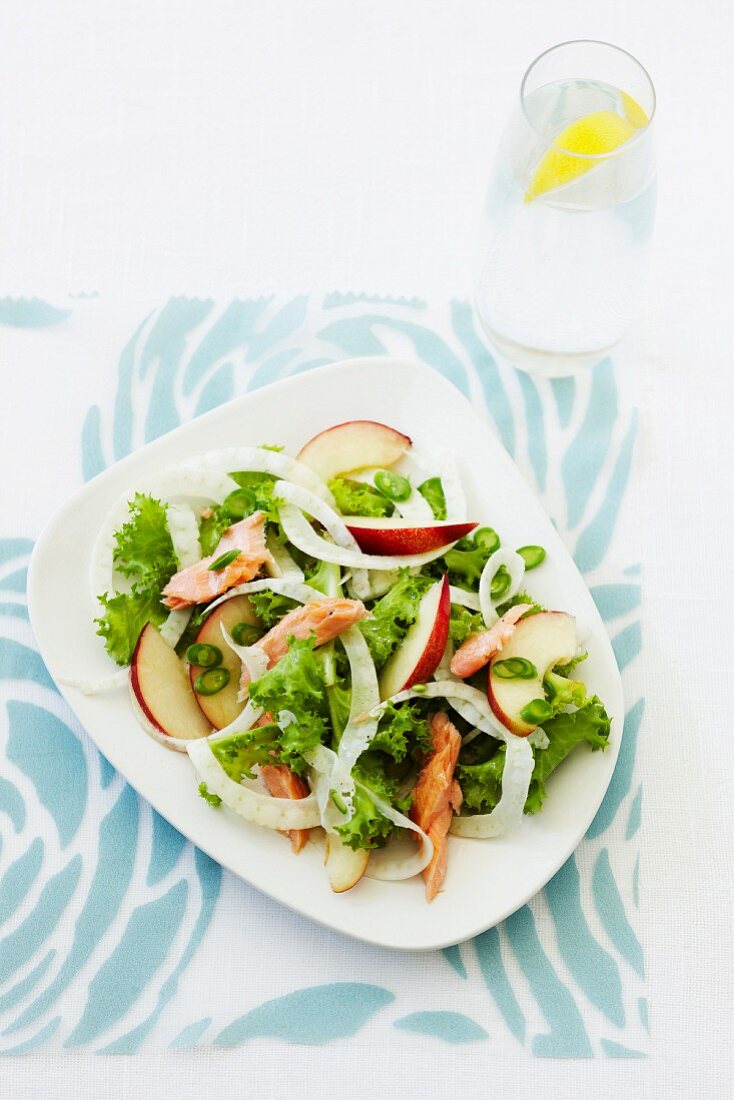 Salmon and necartarine salad