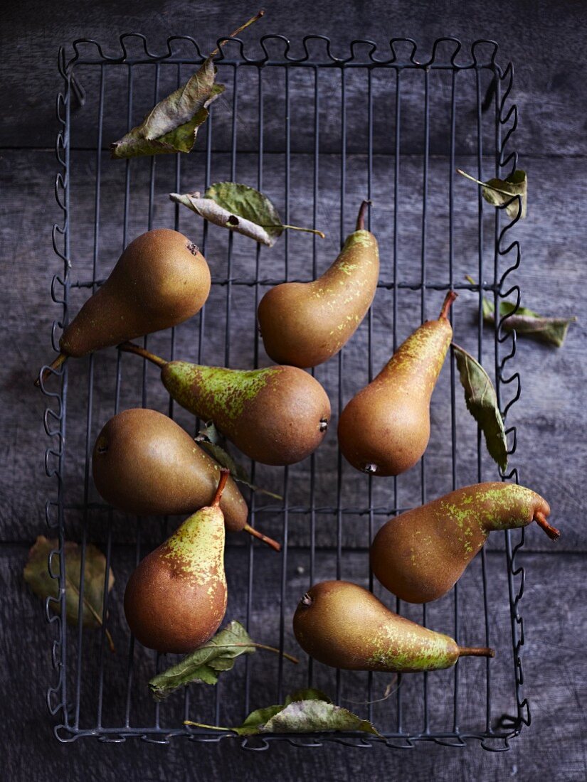 Pears on a wire frame