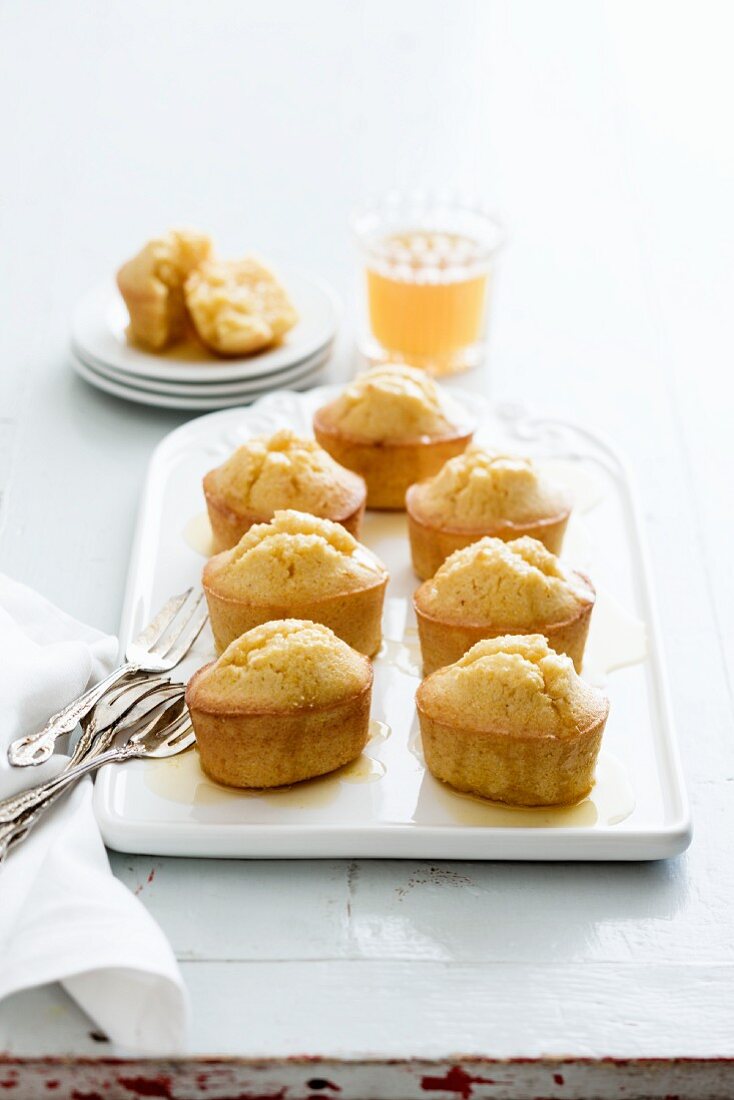 Polenta friands with syrup