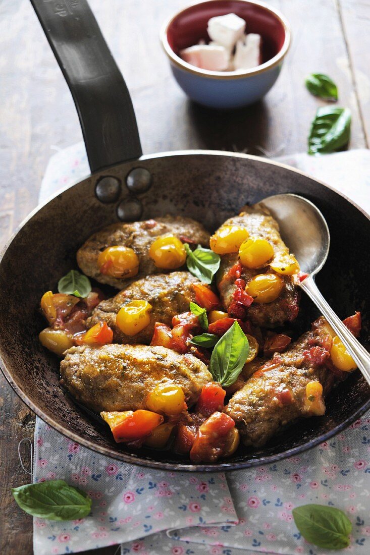 Aubergine gnocchi with tomatoes and basil