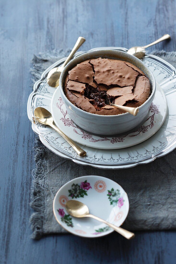 Coffee & chocolate pudding in a small bowl