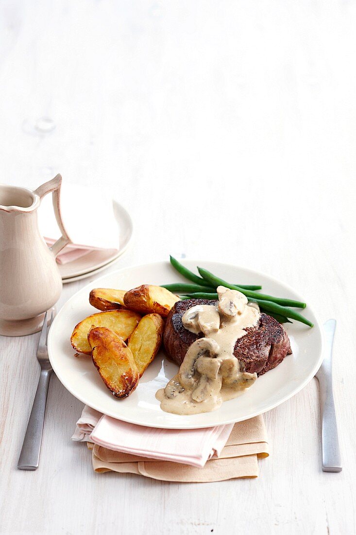 Fillet steak with mushroom sauce