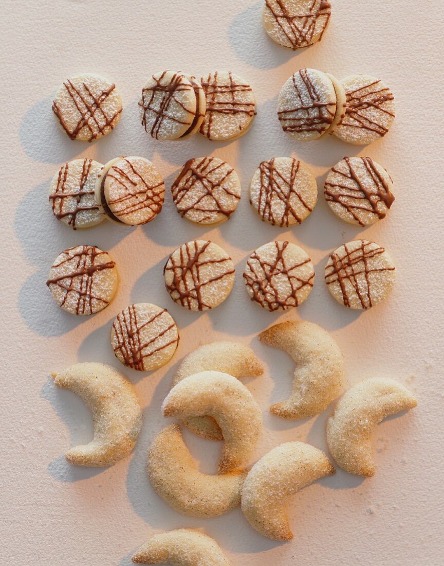 Nougat biscuits and Vanillekipferl (cresent-shaped vanilla biscuits)
