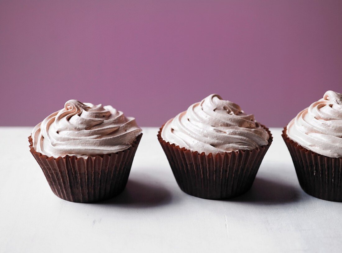 Chocolate cupcakes with meringue