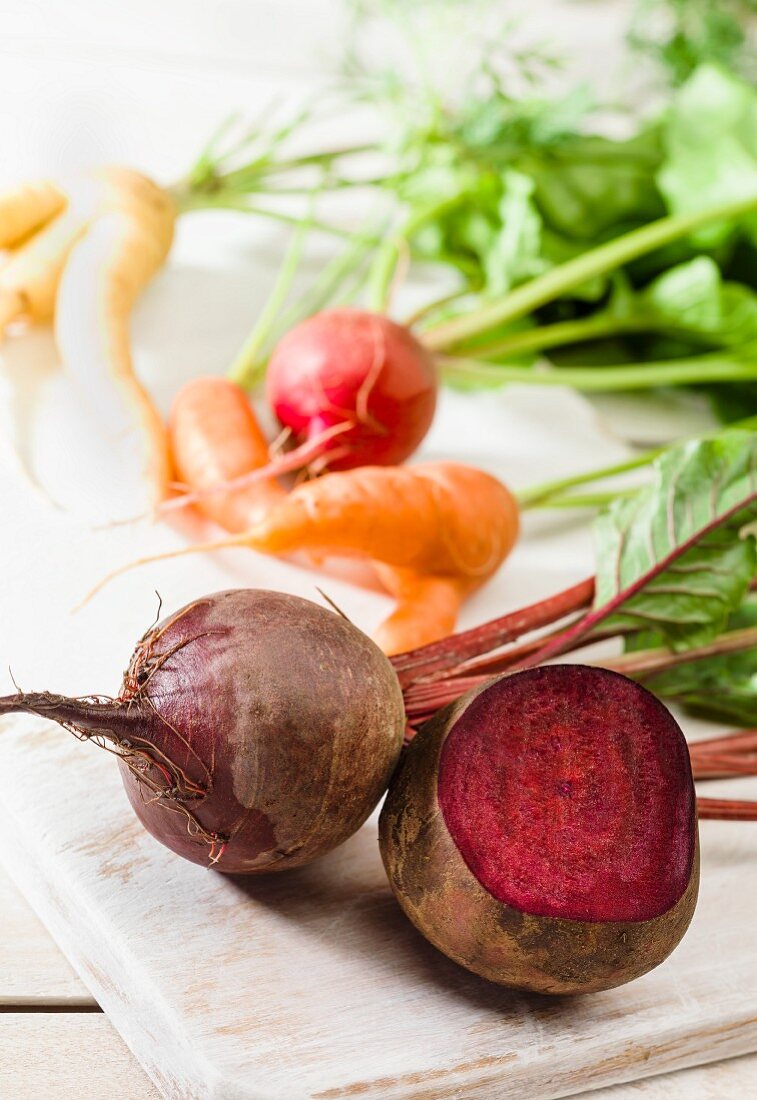 Beetroot, carrots and radishes