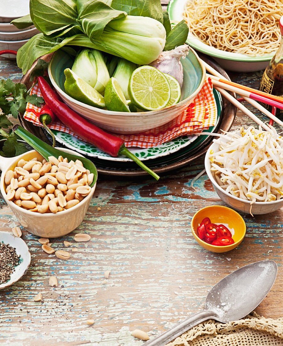 Ingredients for a noodle dish, Indonesia