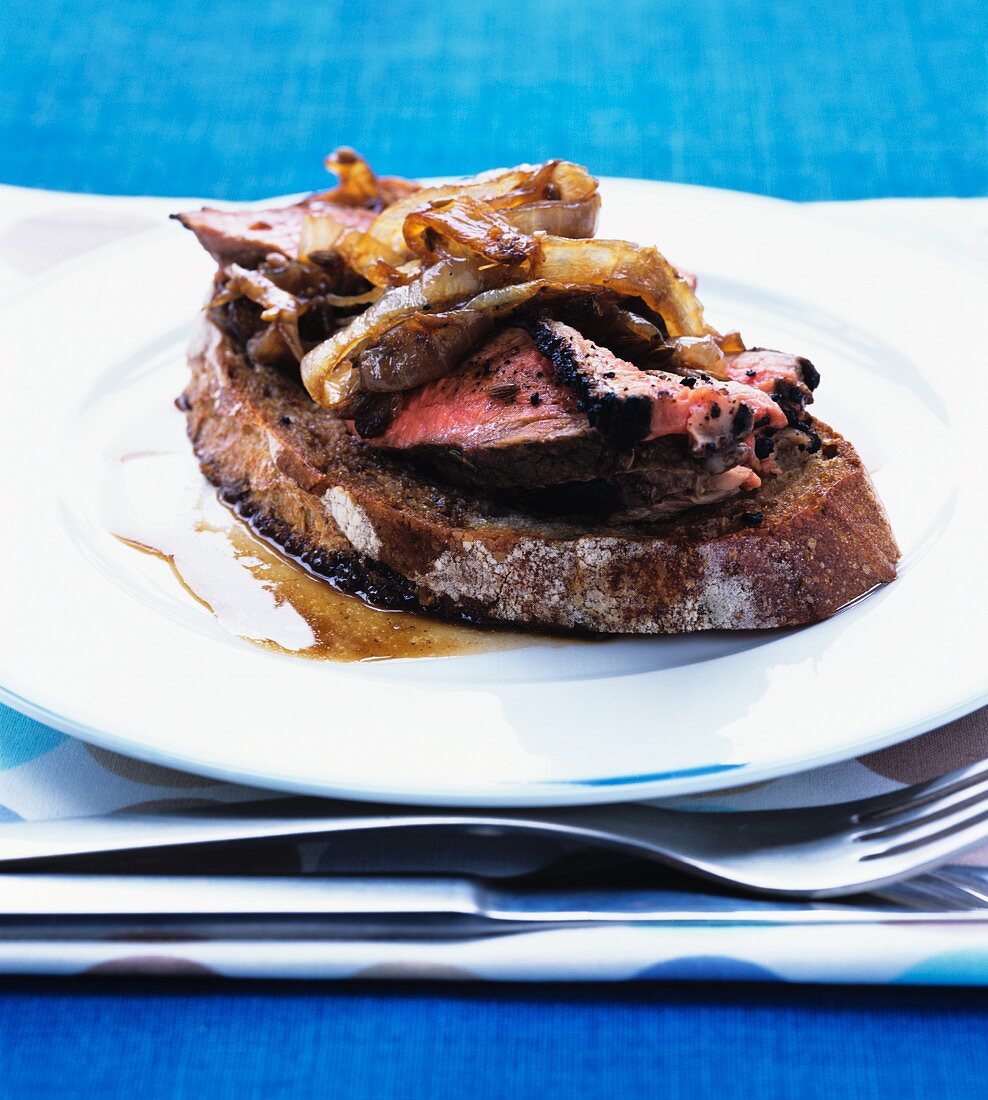 Open-face lamb sandwich