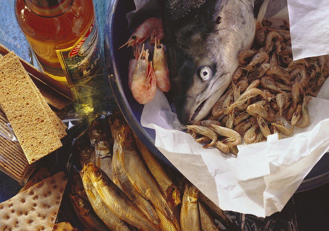 Fisch- & Meeresfrüchtestilleben: Garnelen, Stockfisch etc.