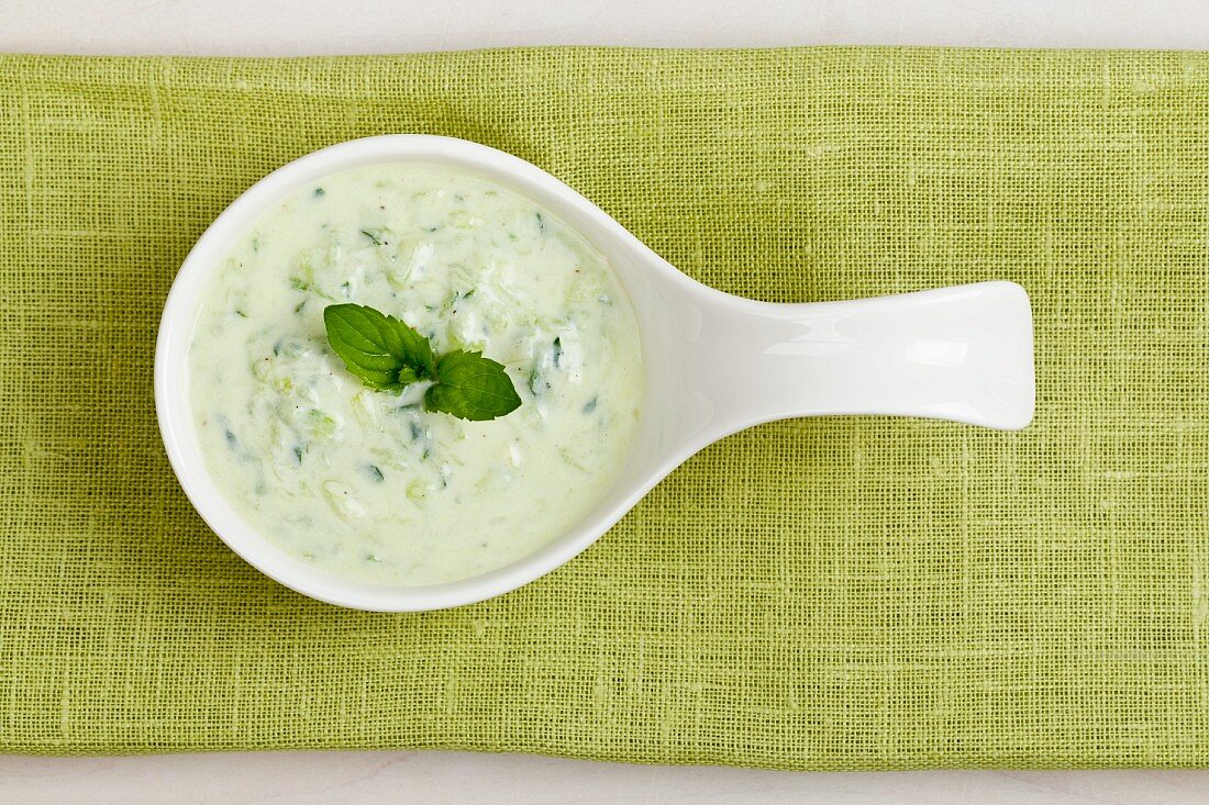 Bowl of Chilled Cucumber Soup with Mint