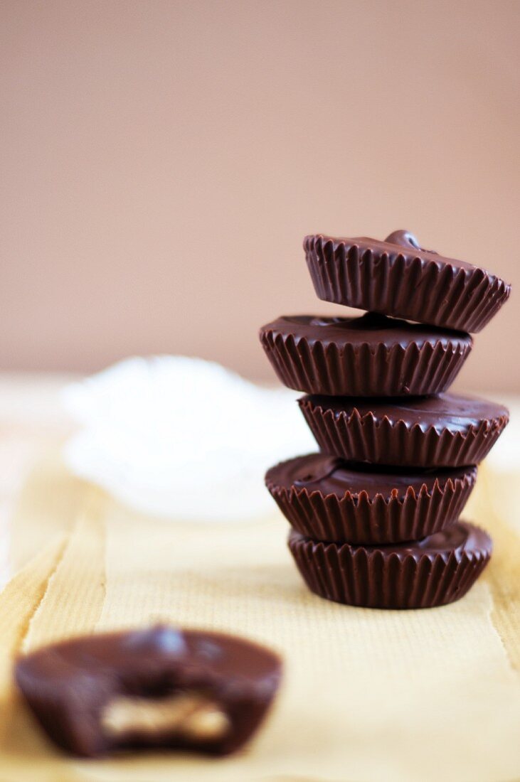 Mini almond butter & chocolate cakes, stacked