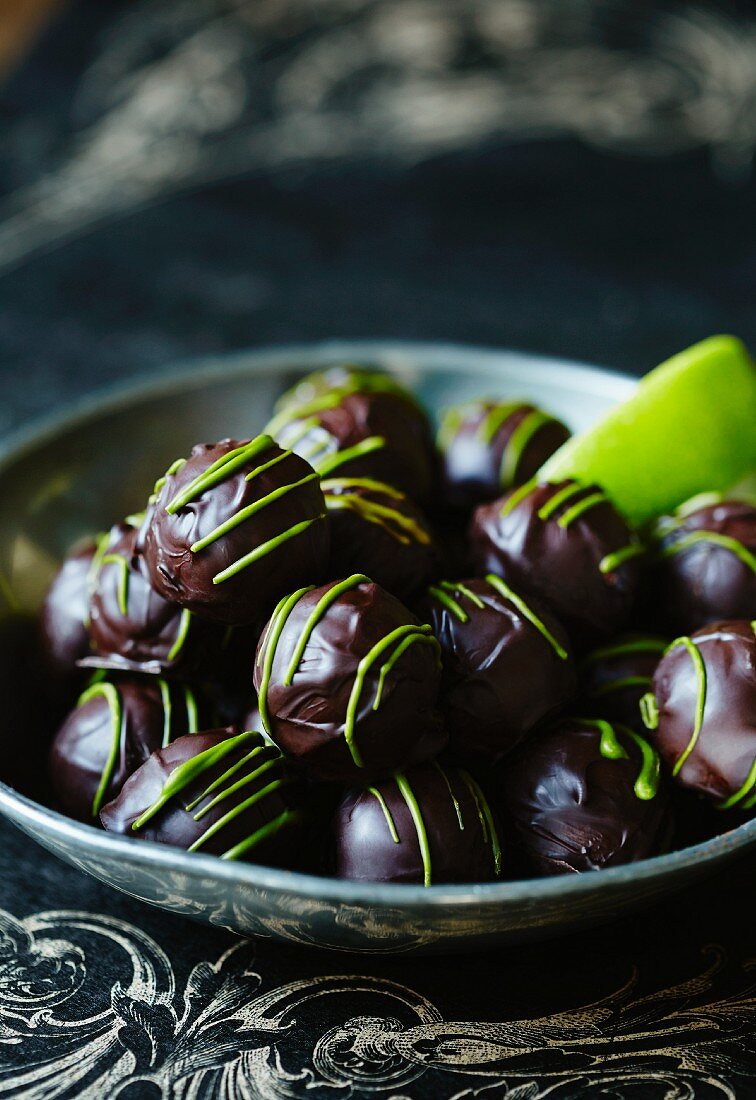 Chocolate truffles with lime