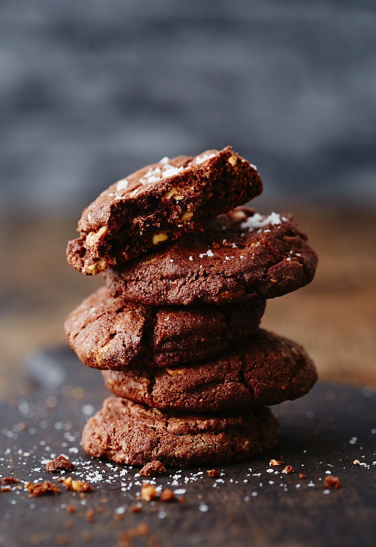 Salted chocolate chip cookies with peanut butter