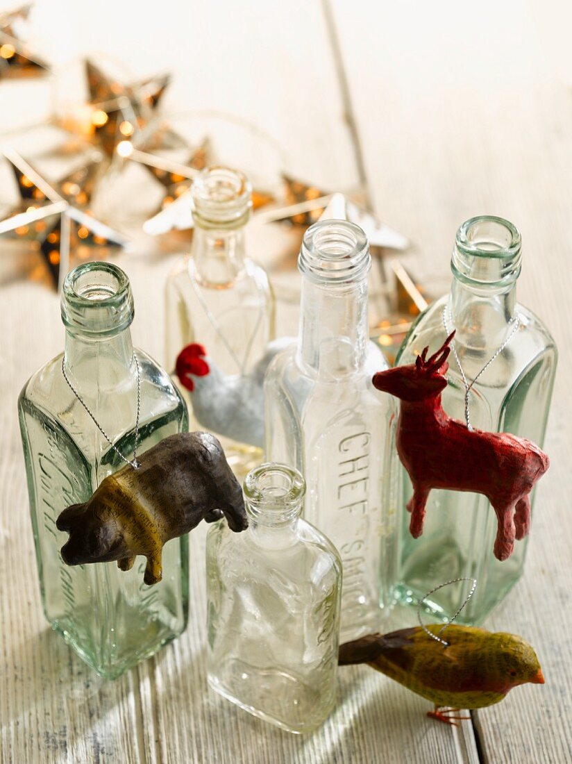 Christmas Decorations & empty bottles
