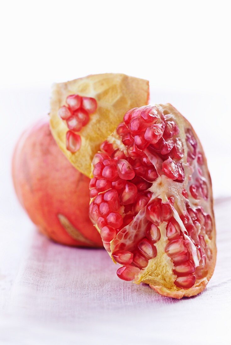 Pomegranate Broken Open to Expose Seeds