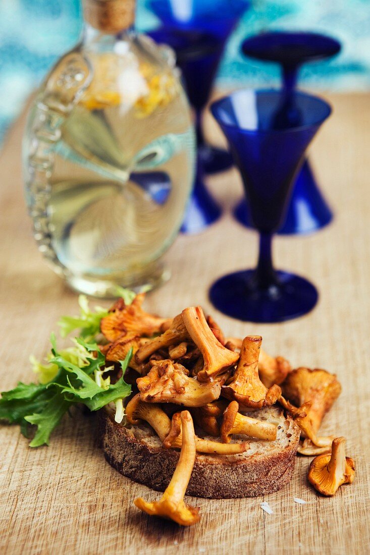 Sandwich with chanterelles, Sweden.