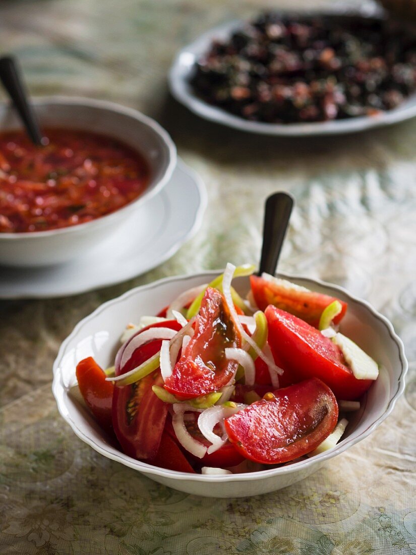 Traditional Georgian tomato salad.