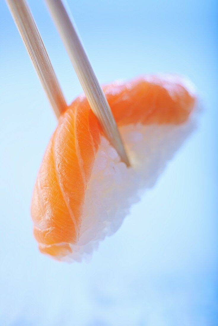 A nigiri sushi with salmon