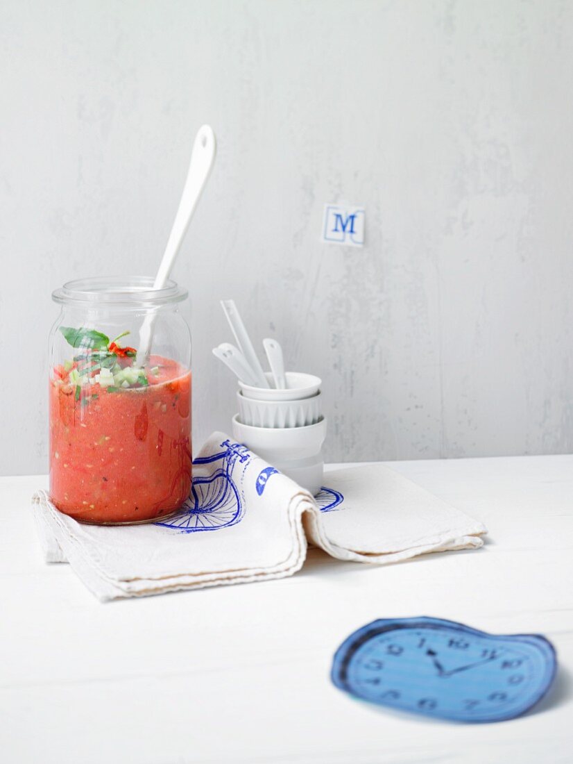Melon gazpacho with peppers and chilli