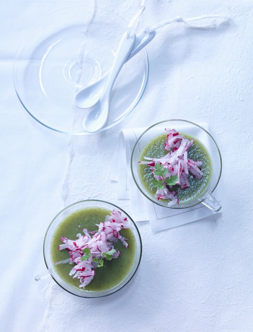 Cucumber and radish in aspic with potatoes