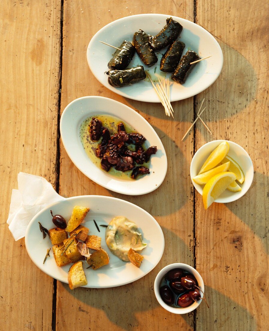 Various appetizers from Greece