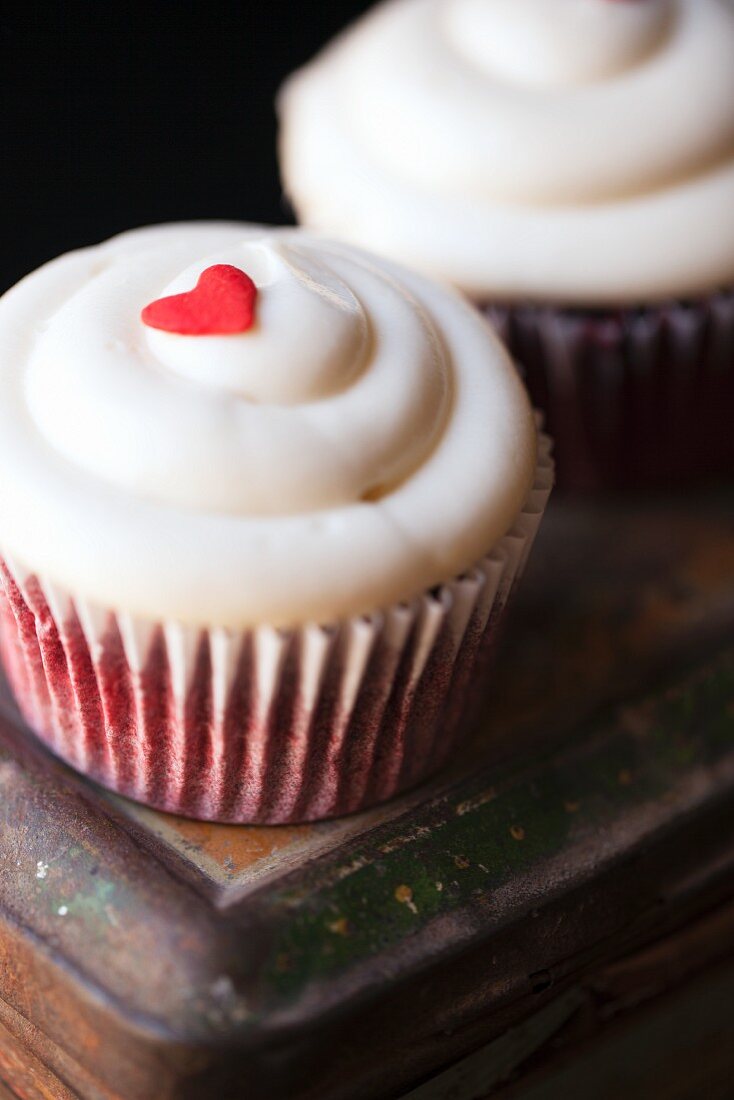Red Velvet Cup Cake topped with cream cheese frosting