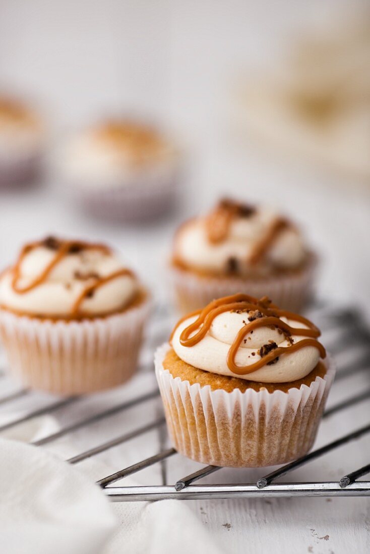 Caramel Butter Cream Cup Cake with a caramel centre