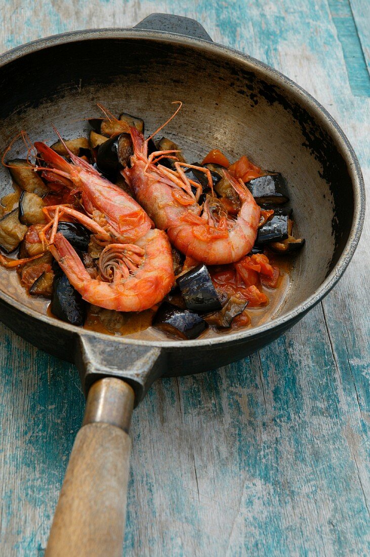 Crayfishes with aubergines, Orestorante restaurant, Ponza island, Lazio, Italy