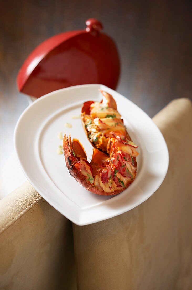 Smoked lobster with lime and herb butter