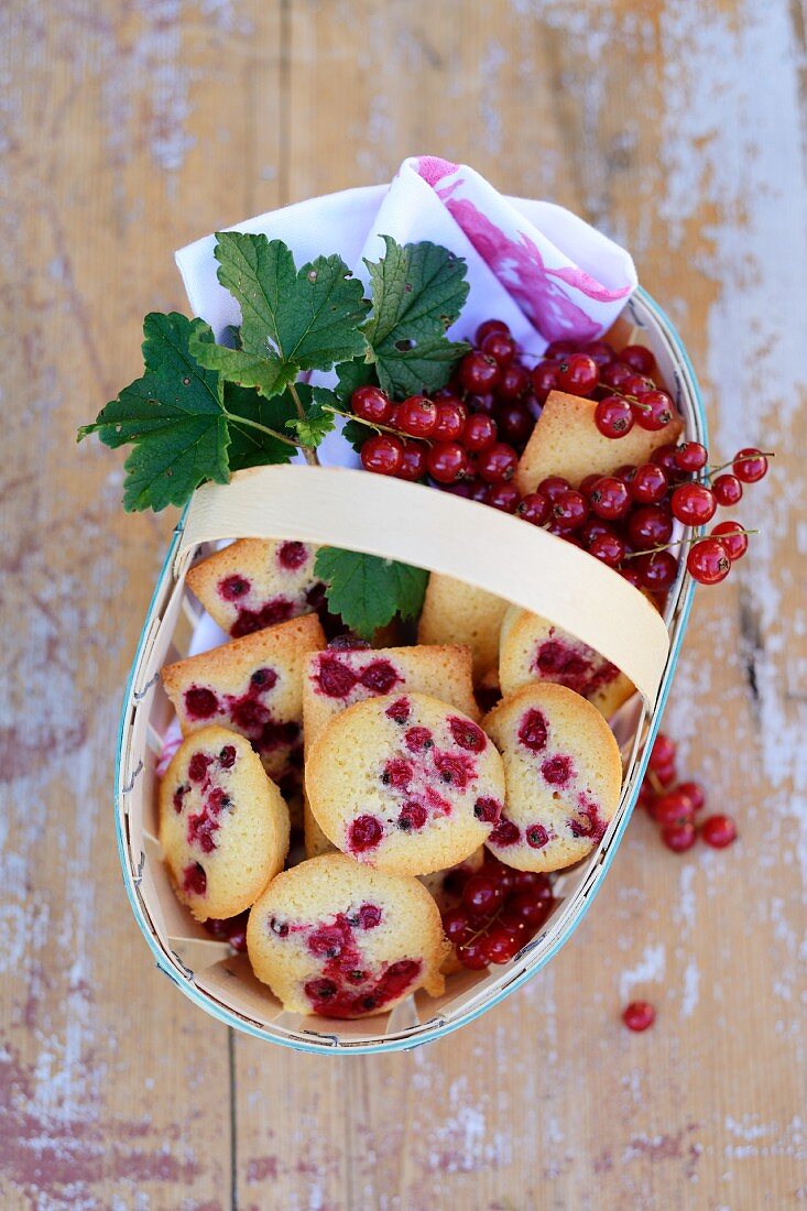 Fairy cakes with redcurrants, in a punnet