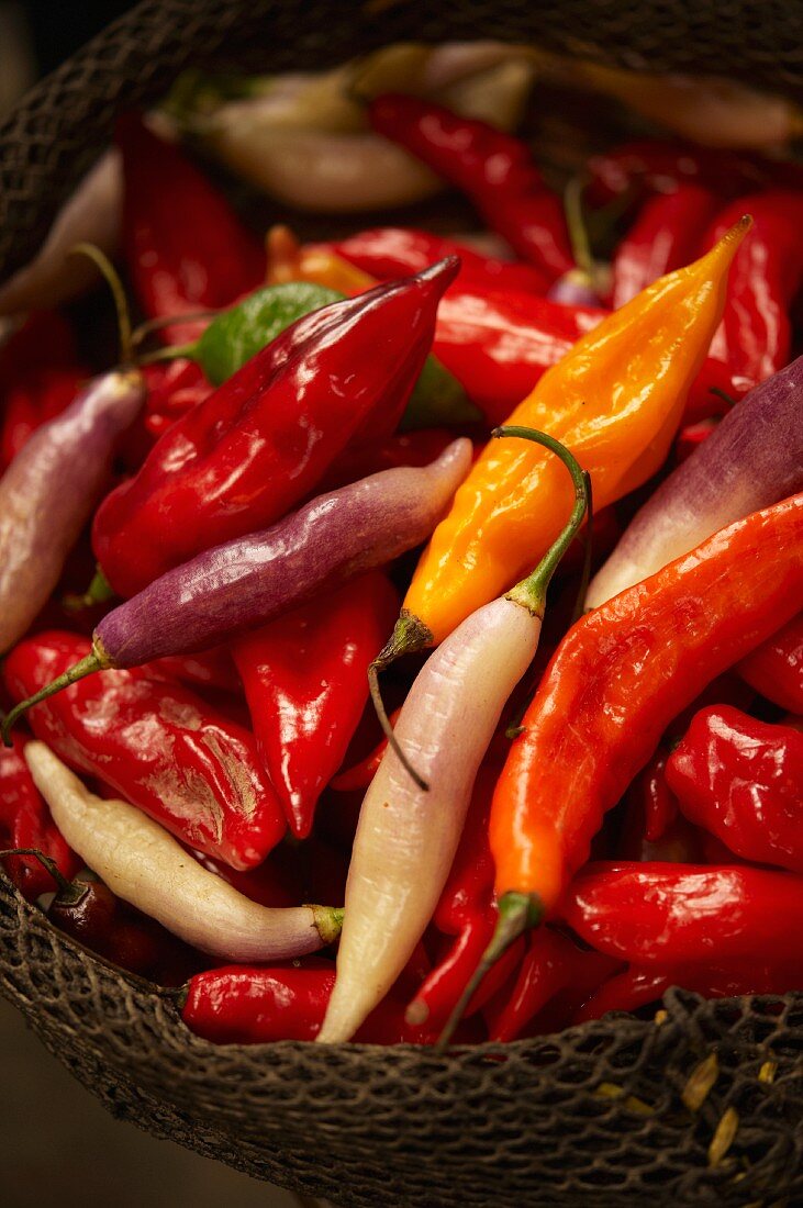 Whole chillies in a basket