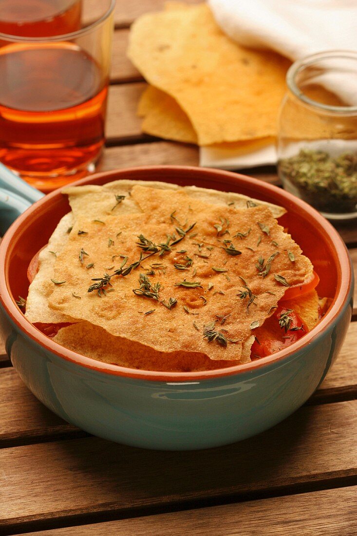 Carasau farcito (Fladenbrot mit Tomaten & Oregano)