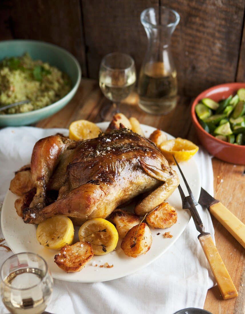 Roast chicken with potatoes