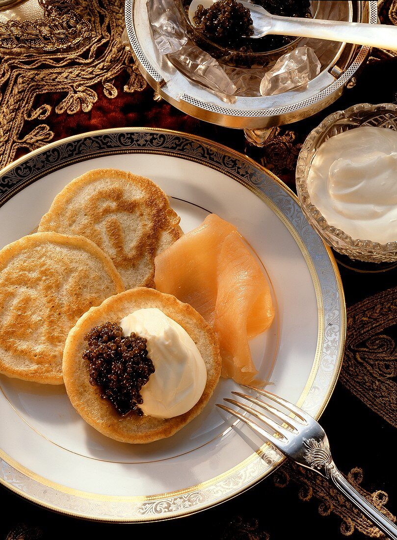 Black Caviar with Buckwheat Pancakes