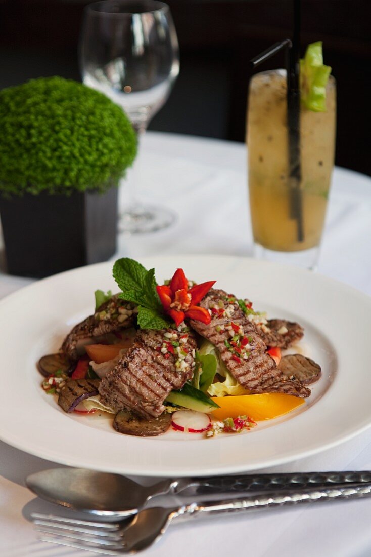 Grilled Thai Beef Salad in a Bowl