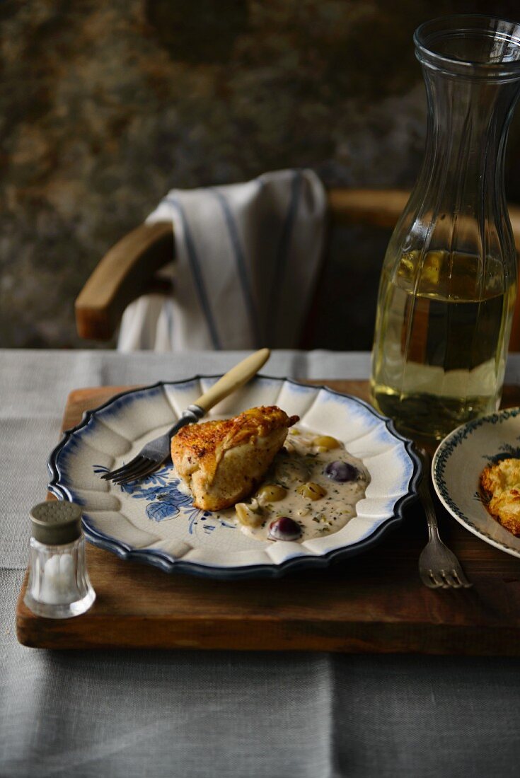 Hähnchen mit Trauben, Honig und Knoblauch