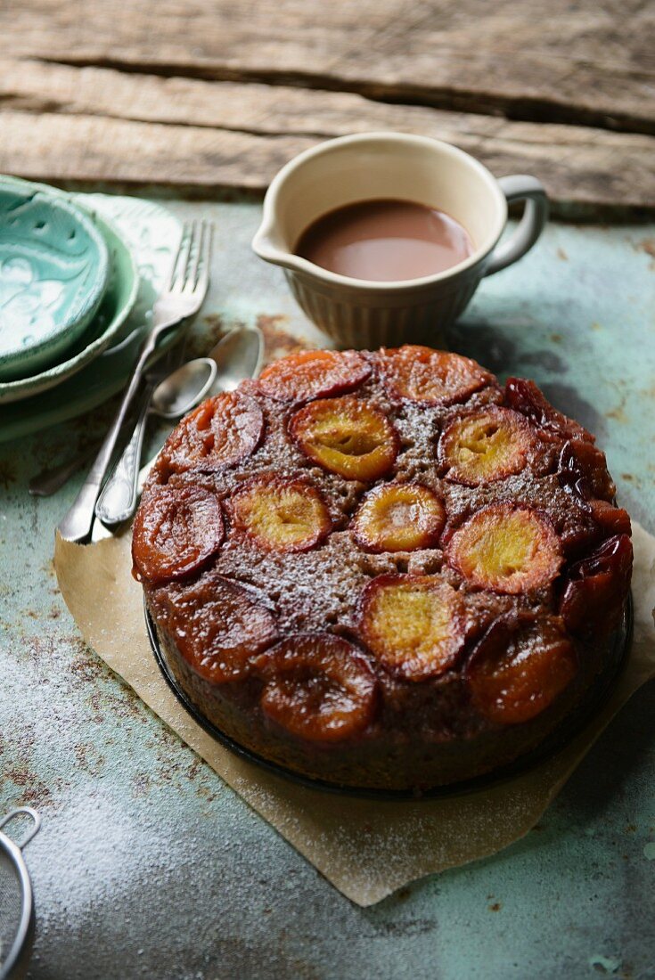 Upside-down plum & poppyseed cake