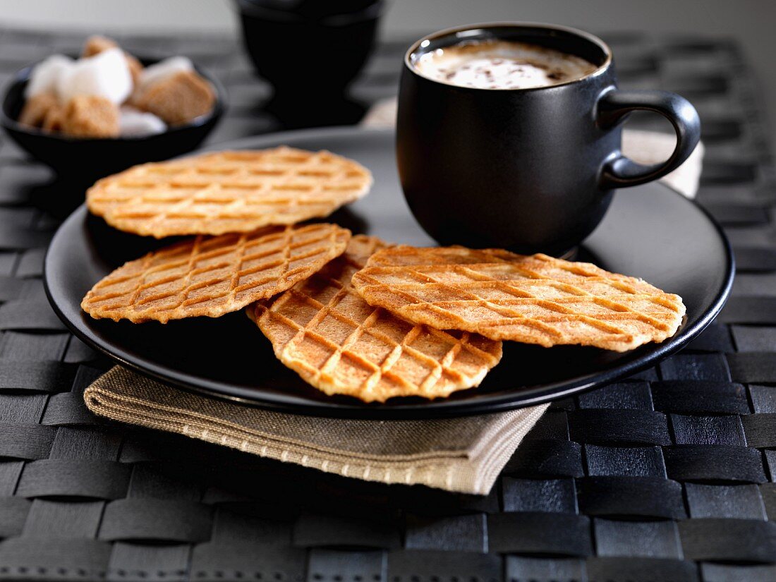 waffle biscuits and coffee