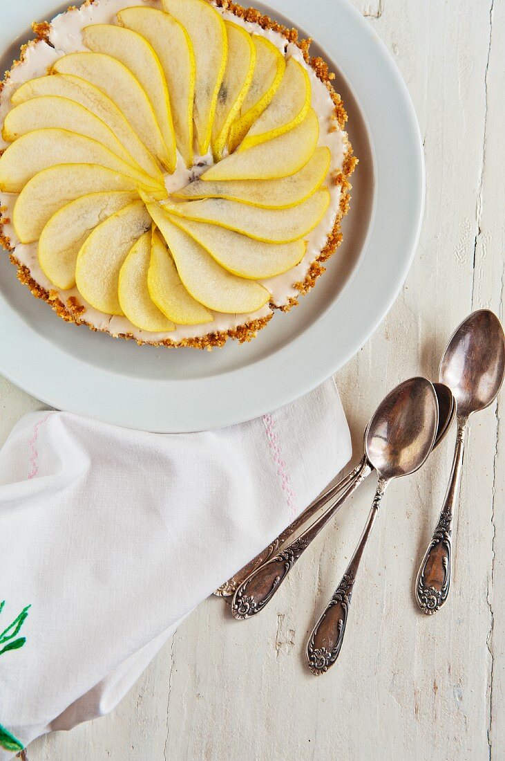 Pear tart, viewed from above