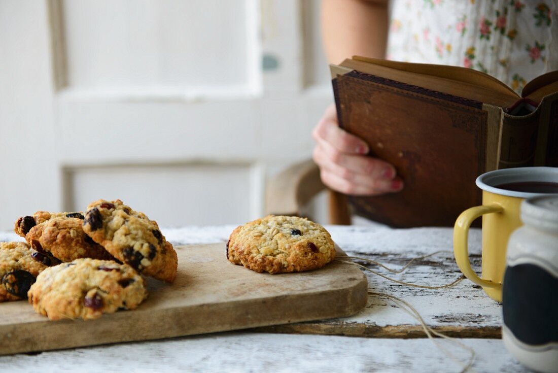 Anzac biscuits with coconut and dried fruits