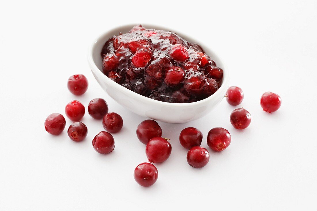 Cranberry jam and fresh cranberries