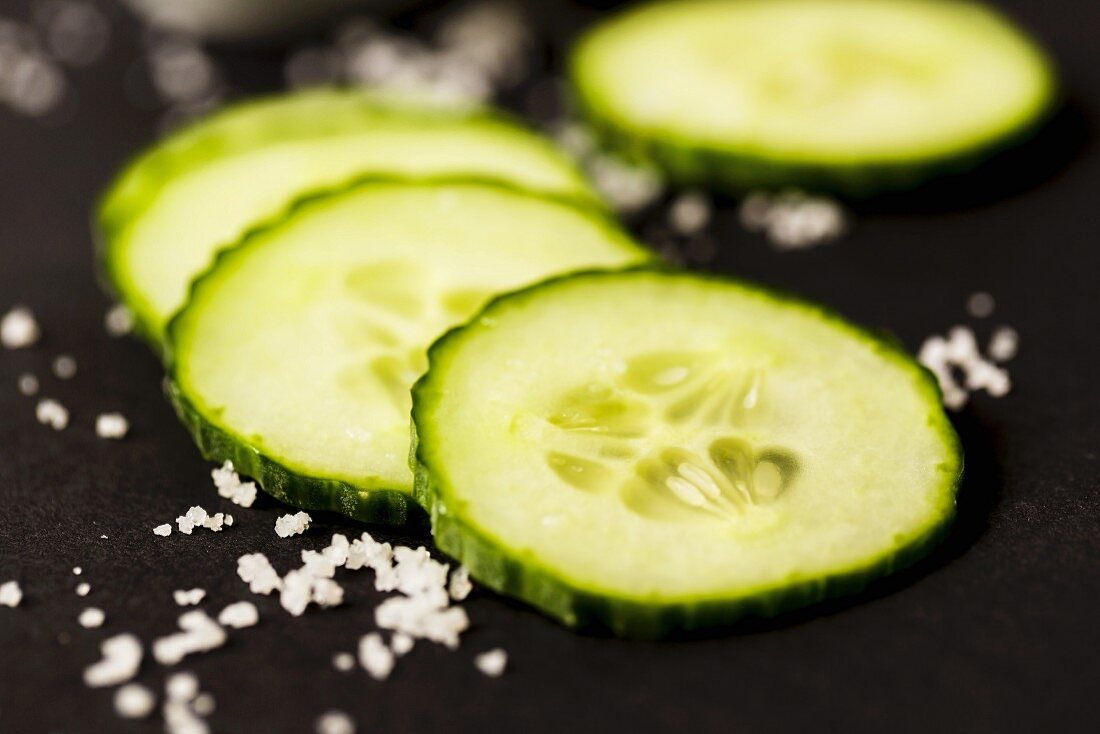 Cucumber slices with sea salt