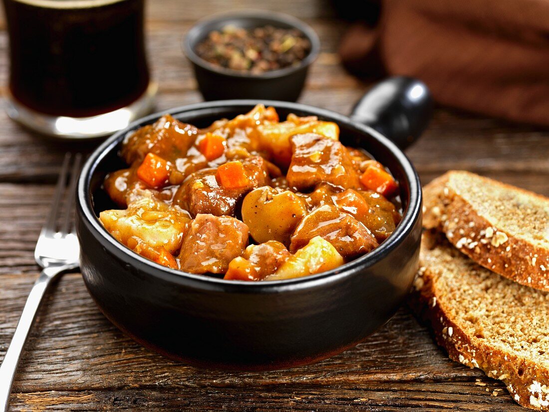 Beef stew with carrots and mushrooms
