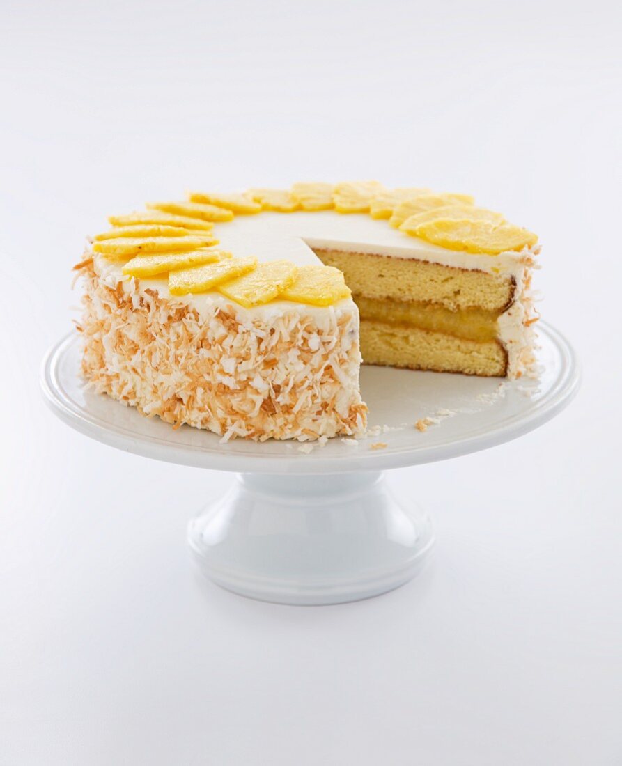 A Cut Pina Colada Layer Cake